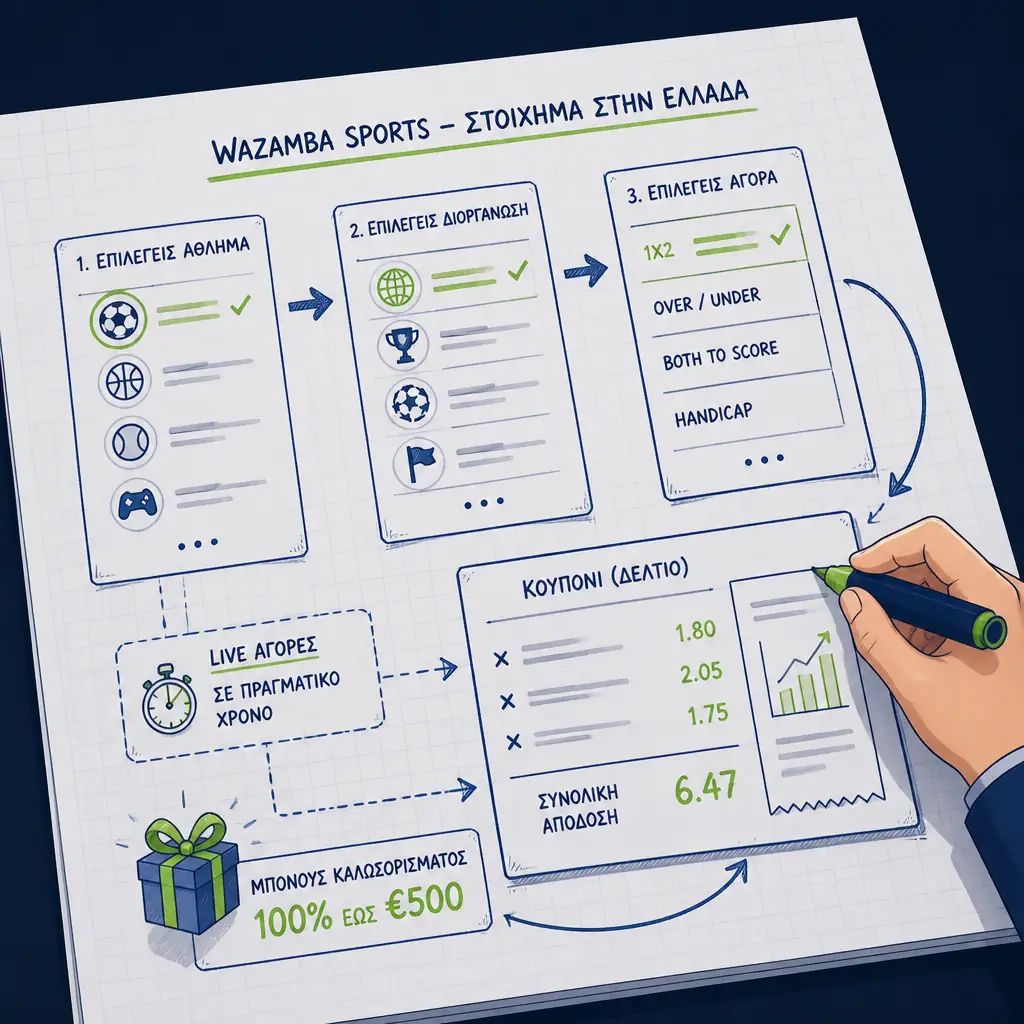 Wazamba Sports — Στοίχημα στην Ελλάδα visual guide for Wazamba